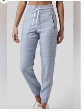 Athleta Cabo Linen Jogger Pants Light Blue Women’s Size 0